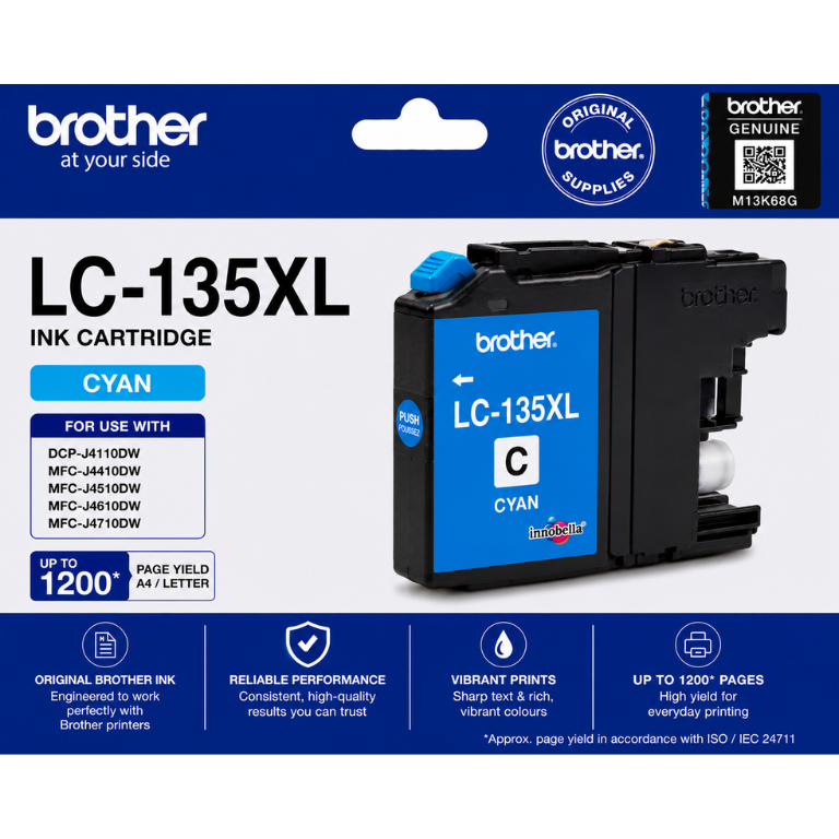 Brother LC-135XL Cyan Genuine Ink Cartridge Image