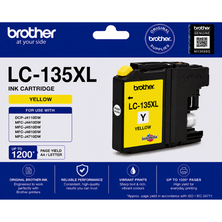 Brother LC-135XL Yellow Genuine Ink Cartridge Image