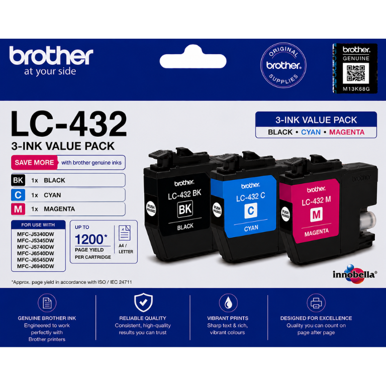 Brother LC-432 Genuine 3-Ink Value Pack Image
