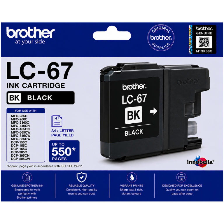 Brother LC-67 Black Genuine Ink Cartridge Image