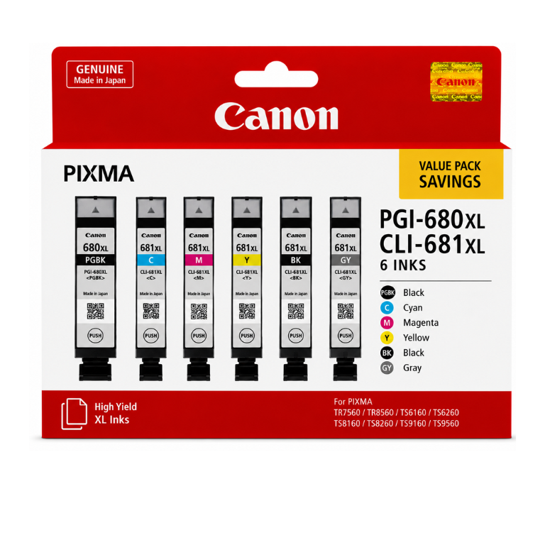 Canon PGI 680XL and CLI 681XL Original Value Pack 6 Inks Image