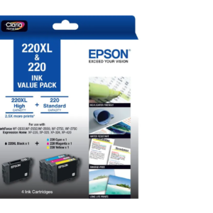 Epson 220XL & 220 Original 4 INKS Value Pack