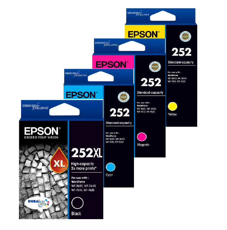 Epson 252XL Black and 252 Color Original Ink Cartridges