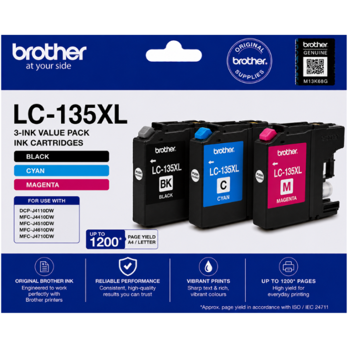 Brother LC-135XL Genuine 3-Ink Value Pack Brother LC-135XL Genuine 3-Ink Value Pack