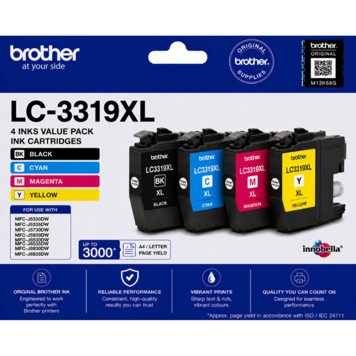 Brother LC-3319XL Original Value Pack 4 INKS (1) Brother LC-3319XL Original Value Pack 4 INKS