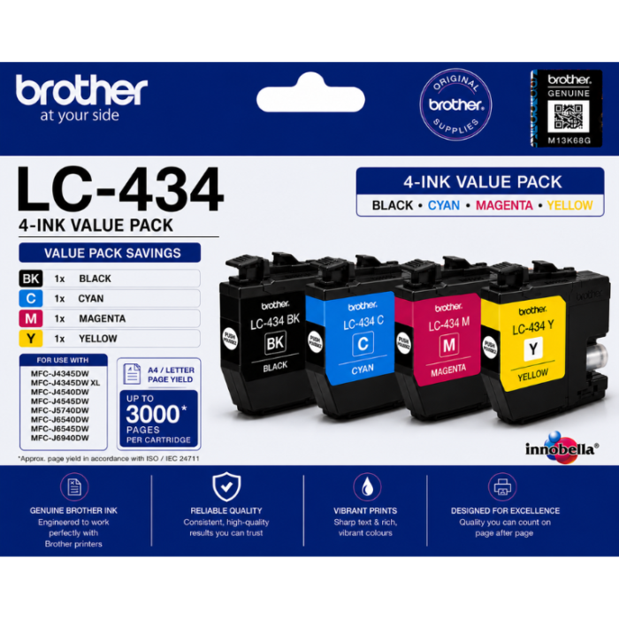 Brother LC-434 Genuine 4-Ink Value Pack