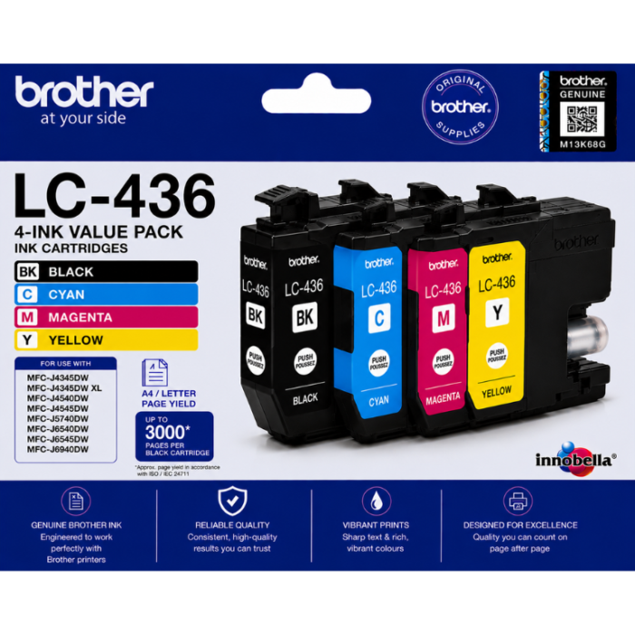 Brother LC-436 Genuine 4-Ink Value Pack