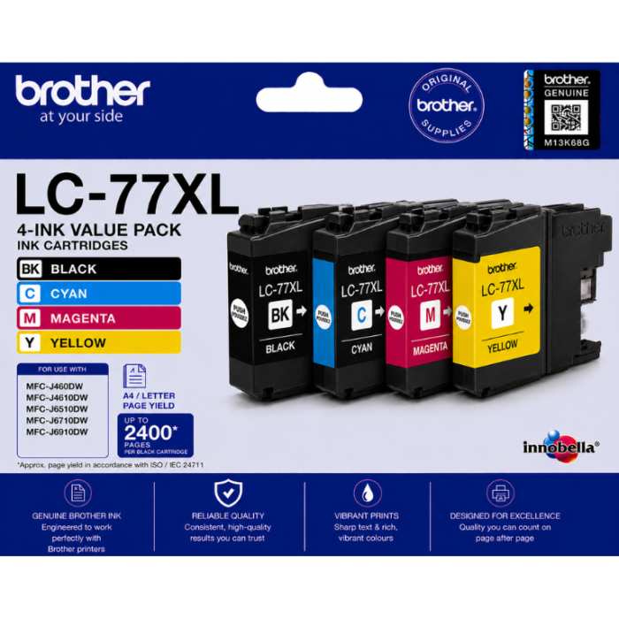 Brother LC-77XL Genuine 4-Ink Value Pack