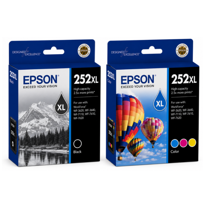 Epson 252XL Black and 252 Color Original Ink Cartridges Epson 252XL Black and 252 Color Original Ink Cartridges