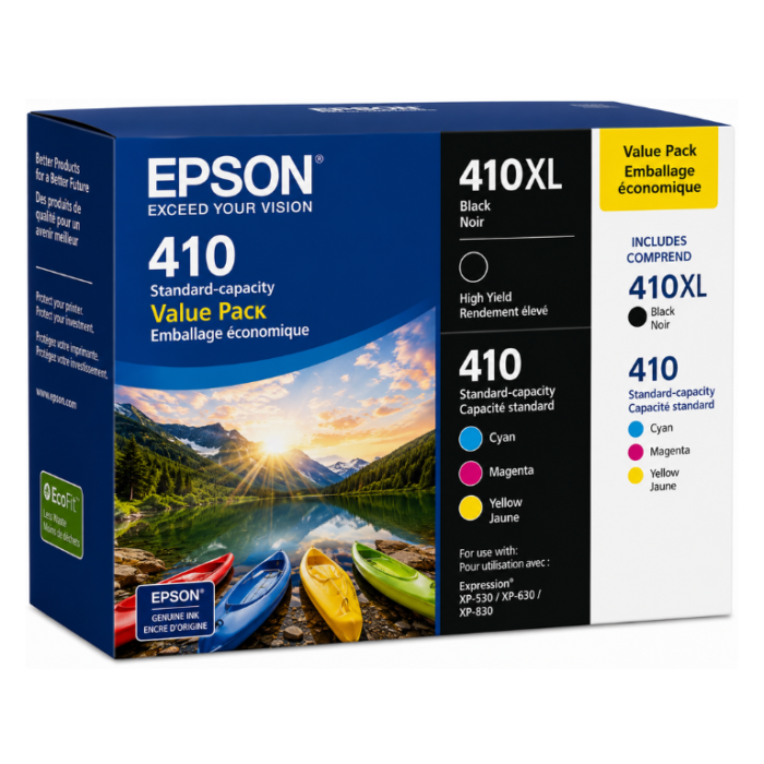 Epson 410XL Black and 410 Colors Standard Original Value Pack